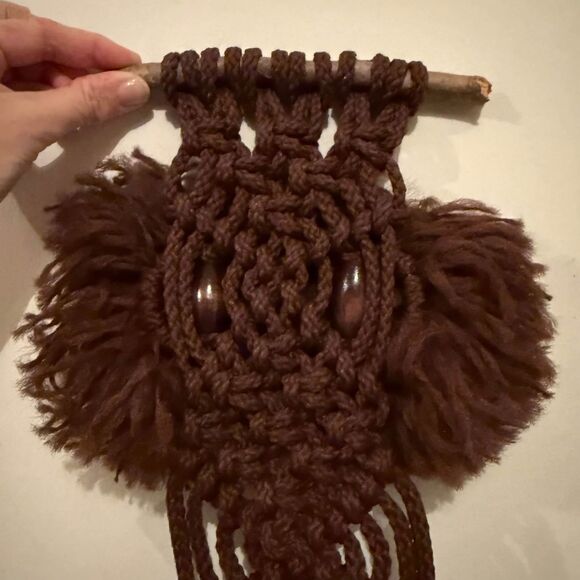 Macrame Owl Brown Wall Hanging - Picture 1 of 9
